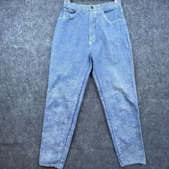 Vintage Punky Jeans Womens 13 Tapered Baggy 80s Flowers Boho Retro High - Picture 1 of 8